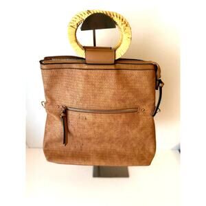 Boho Chic Women's‎ Handbag Wicker Handle Top Handle Tote Upcycle Straw Festival